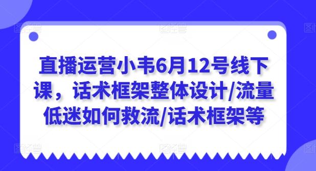 直播运营小韦6月12号线下课，话术框架整体设计/流量低迷如何救流/话术框架等-心语项目网