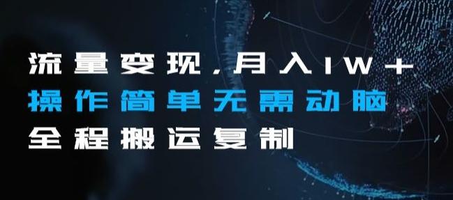 流量变现，月入1W+操作简单无需动脑全程搬运复制【揭秘】-心语项目网