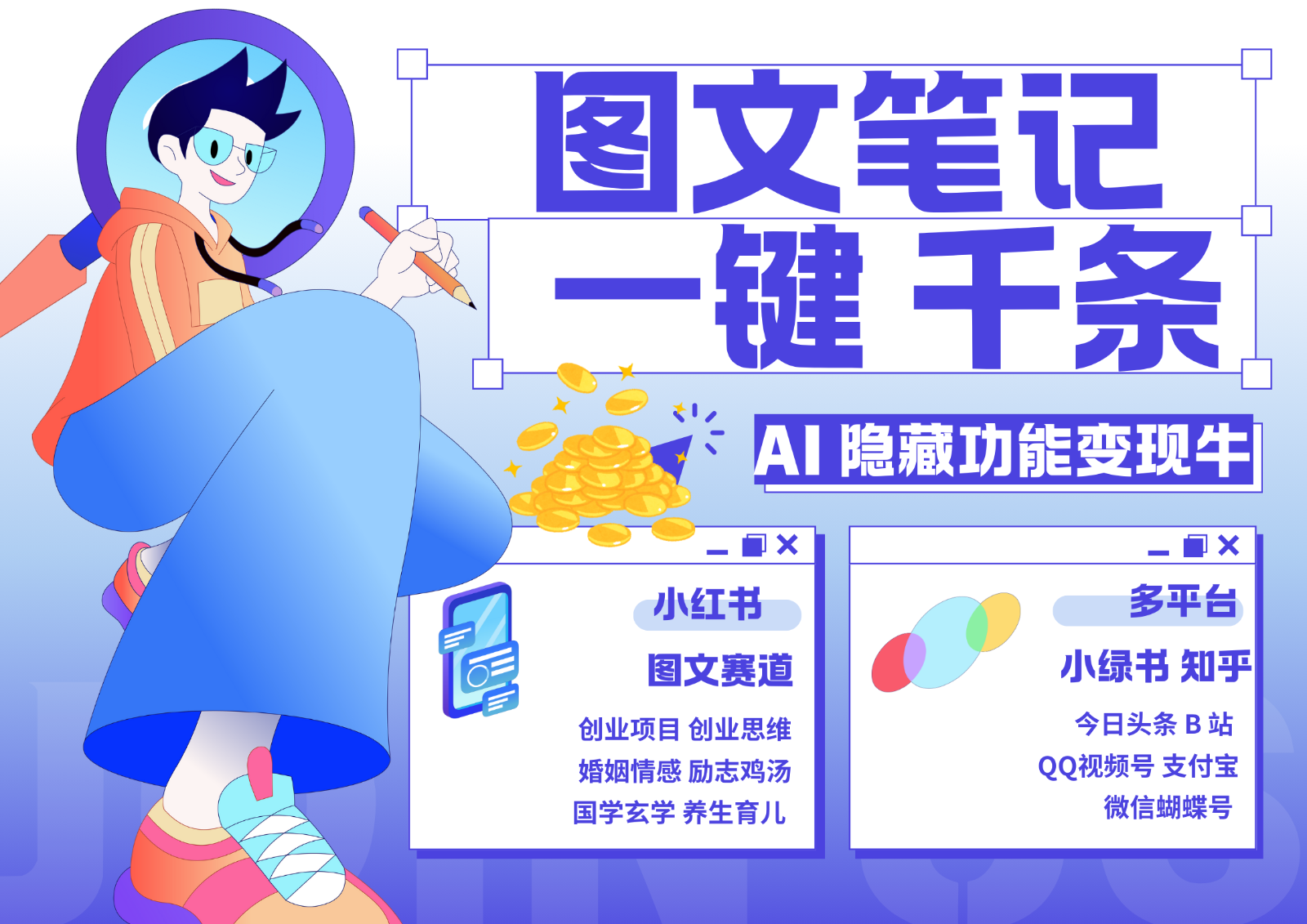 1键生成数千条图文 创业国学 秒生笔记 小红书小绿书图文 轻松引流 变现30000+-心语项目网