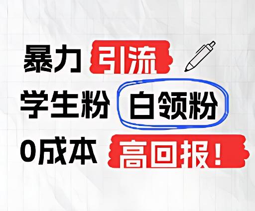 暴力引流学生粉白领粉，吊打以往垃圾玩法，0成本，高回报-心语项目网