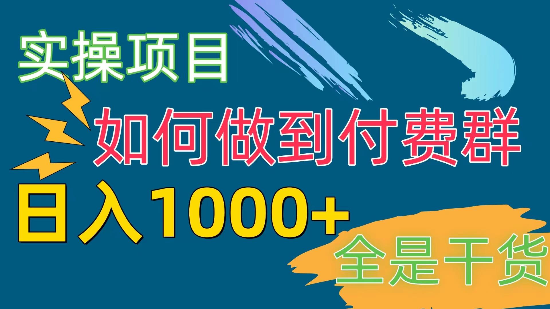 [实操项目]付费群赛道，日入1000+-心语项目网