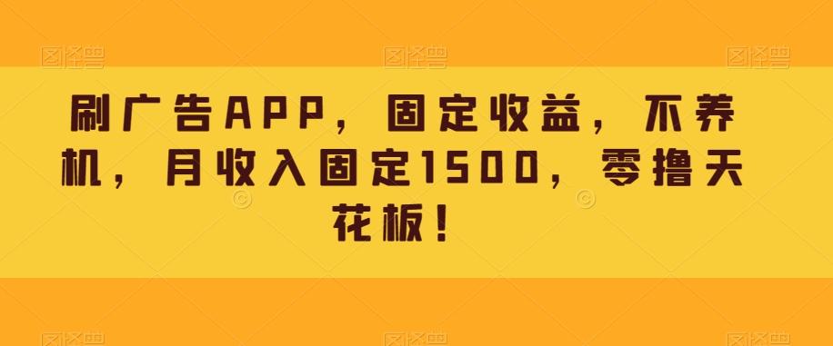 刷广告APP，固定收益，不养机，月收入固定1500，零撸天花板！-心语项目网