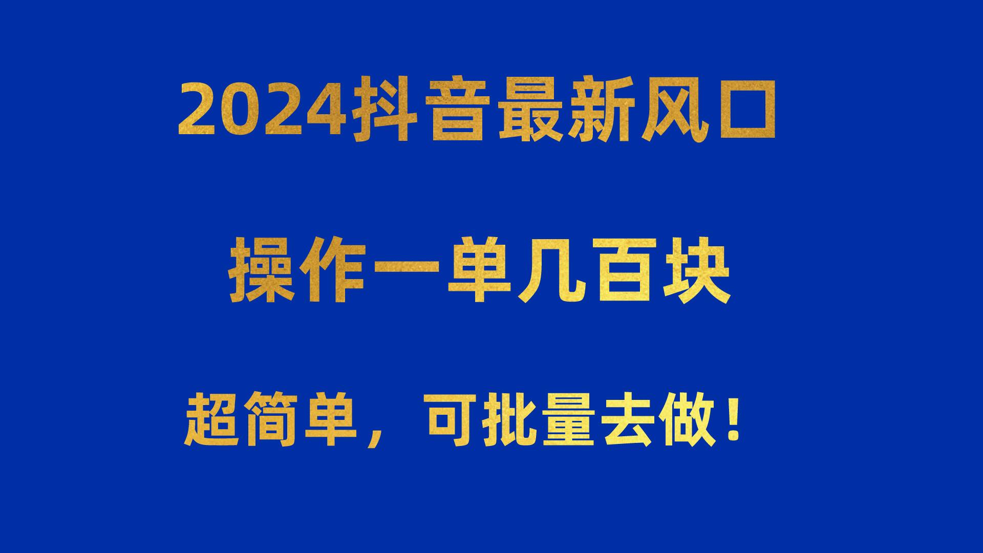 2024抖音最新风口！操作一单几百块！超简单，可批量去做！！！-心语项目网