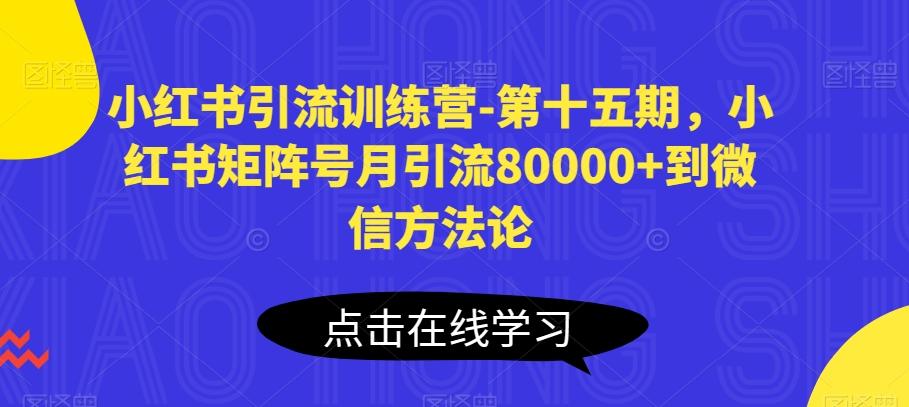 小红书引流训练营-第十五期，小红书矩阵号月引流80000+到微信方法论-心语项目网
