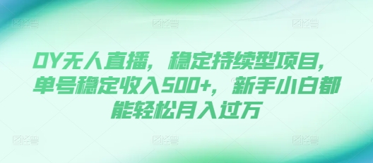 DY无人直播，稳定持续型项目，单号稳定收入500+，新手小白都能轻松月入过万【揭秘】-心语项目网