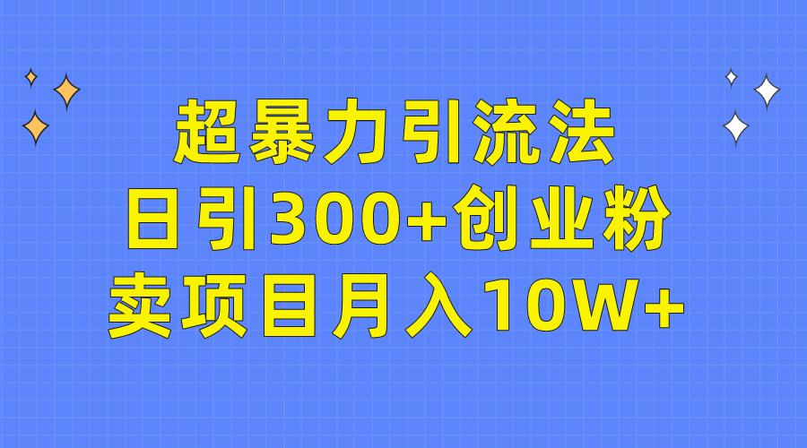 (9954期)超暴力引流法，日引300+创业粉，卖项目月入10W+-心语项目网