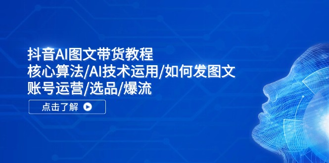 抖音AI图文带货教程：核心算法/AI技术运用/如何发图文/账号运营/选品/爆流-心语项目网