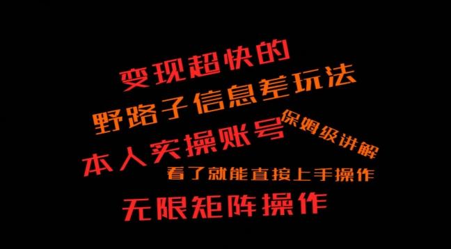 变现超快的野路子信息差玩法，本人实操账号保姆级讲解-心语项目网