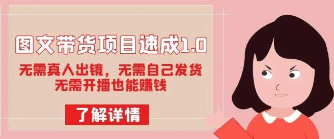 图文带货项目速成1.0：无需真人出镜，无需自己发货，无需开播也能赚钱！-心语项目网
