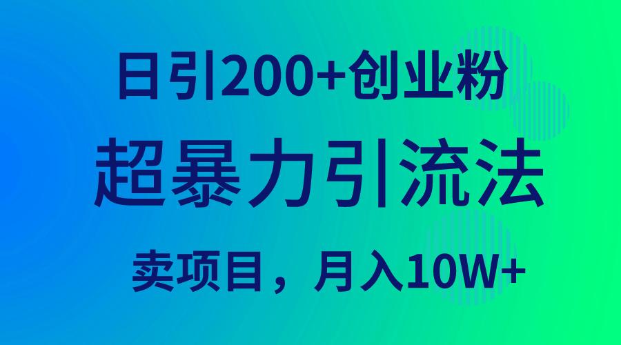 (9654期)超暴力引流法，日引200+创业粉，卖项目月入10W+-心语项目网