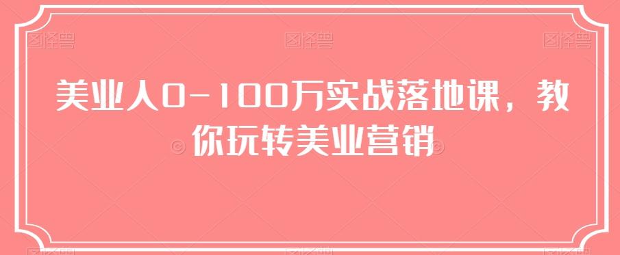 美业人0-100万实战落地课,教你玩转美业营销