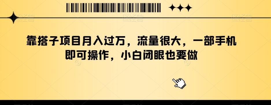 靠搭子项目月入过万，流量很大，一部手机即可操作，小白闭眼也要做-心语项目网