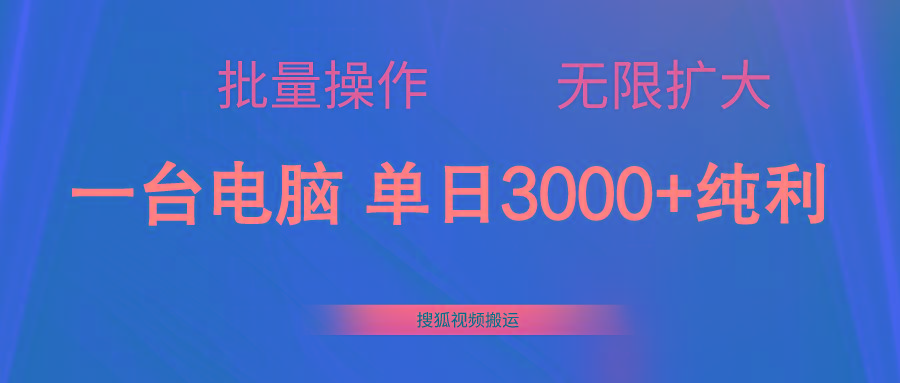 搜狐视频搬运，一台电脑单日3000+，批量操作，可无限扩大-心语项目网