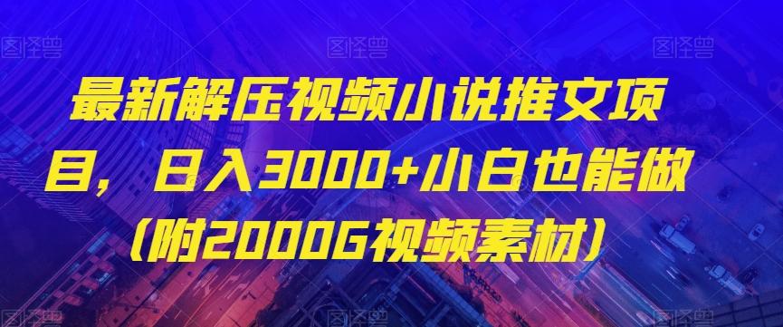 最新解压视频小说推文项目，日入3000+小白也能做（附2000G视频素材）【揭秘】-心语项目网