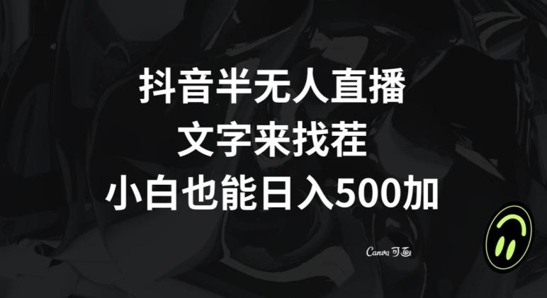 抖音半无人直播，文字来找茬小游戏，每天收益500+【揭秘】-心语项目网