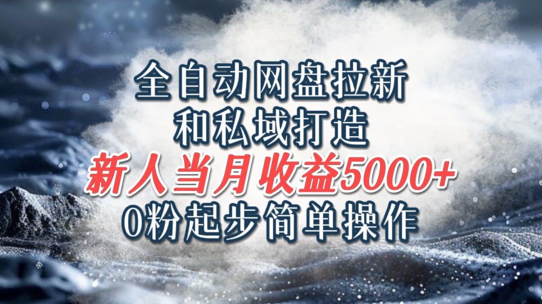 全自动网盘拉新和私域打造,0粉起步简单操作,新人入门当月收益5000以上-心语项目网