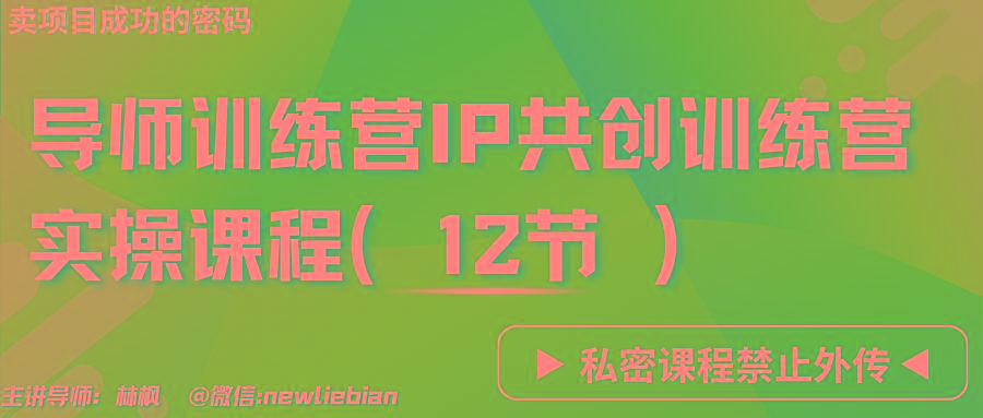 导师训练营3.0IP共创训练营私密实操课程(12节)-卖项目的密码成功秘诀-心语项目网