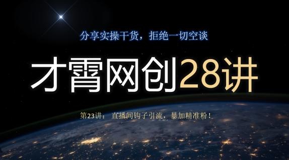 才霄网创28讲第23讲：直播间钩子引流，暴加精准粉！-心语项目网
