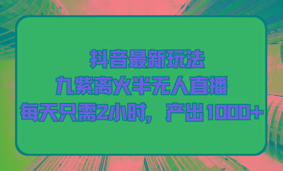 (9619期)抖音最新玩法，九紫离火半无人直播，每天只需2小时，产出1000+-心语项目网