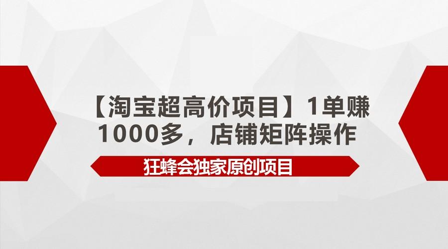 【淘宝超高价项目】1单赚1000多，店铺矩阵操作-心语项目网