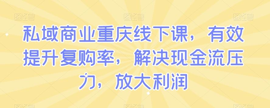 私域商业重庆线下课，有效提升复购率，解决现金流压力，放大利润-心语项目网