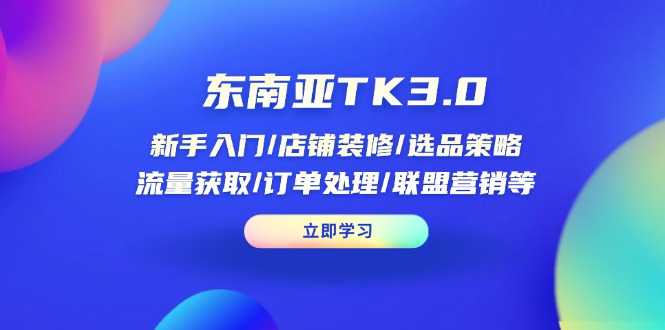 东南亚TK3.0：新手入门/店铺装修/选品策略/流量获取/订单处理/联盟营销等-心语项目网