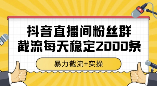 抖音直播间粉丝群暴力截流，一台电脑每天稳定2000条数据，暴力截流+实操 【揭秘】-心语项目网