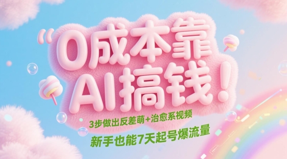 0成本靠AI搞钱！3步做出反差萌+治愈系视频，新手也能7天起号爆流量-心语项目网