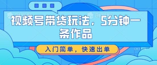 视频号带货玩法，5分钟一条作品，入门简单，快速出单【揭秘】-心语项目网