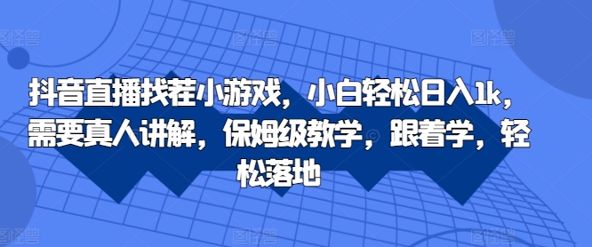 抖音直播找茬小游戏，小白轻松日入1k，需要真人讲解，保姆级教学，跟着学，轻松落地【揭秘】-心语项目网