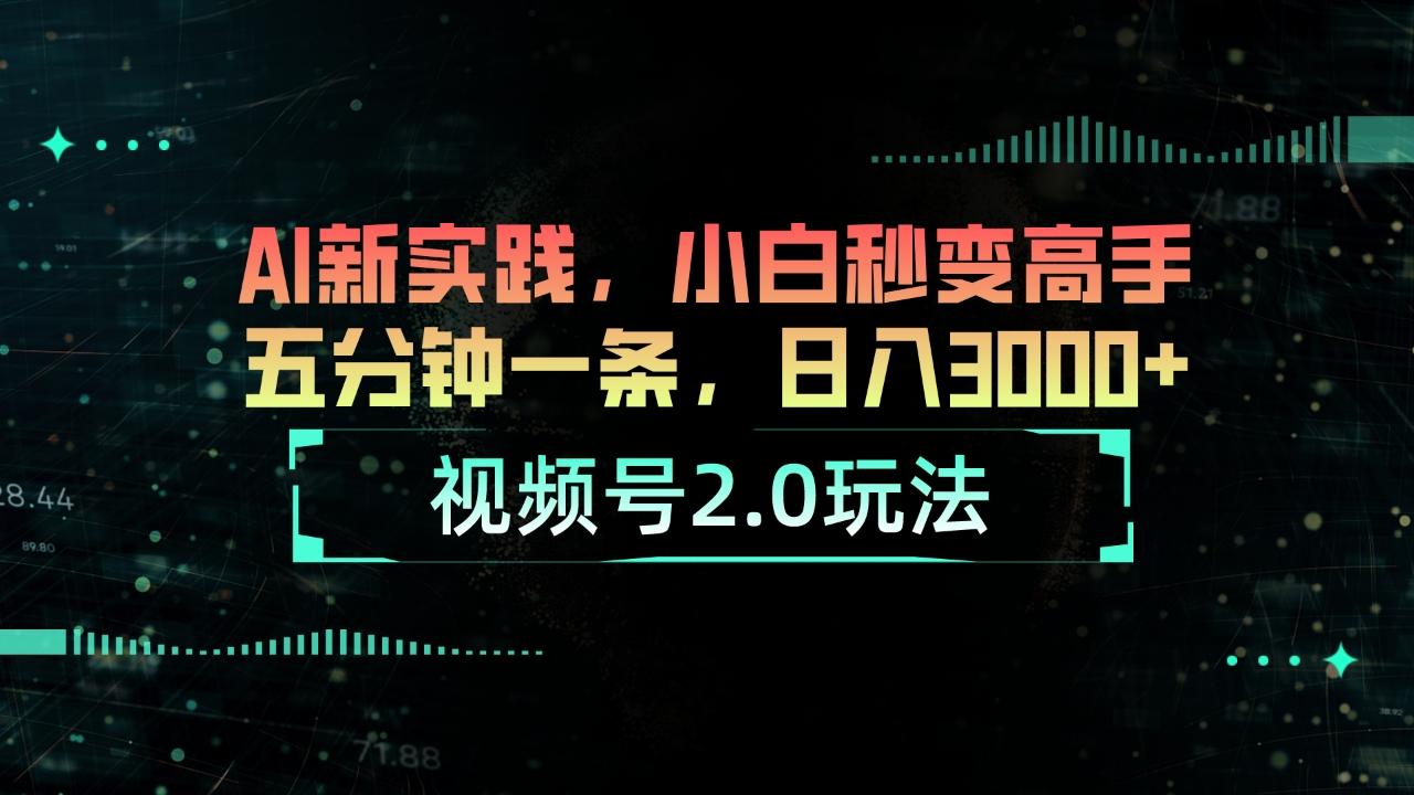 视频号2.0玩法 AI新实践，小白秒变高手五分钟一条，日入3000+-心语项目网