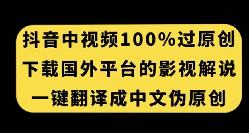 抖音中视频百分百过原创，下载国外平台的电影解说，一键翻译成中文获取收益-心语项目网