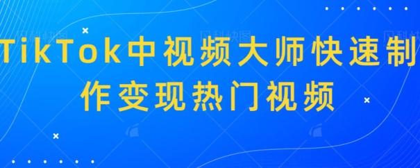 TikTok中视频大师快速制作变现热门视频-心语项目网