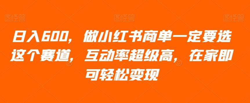 日入600，做小红书商单一定要选这个赛道，互动率超级高，在家即可轻松变现-心语项目网