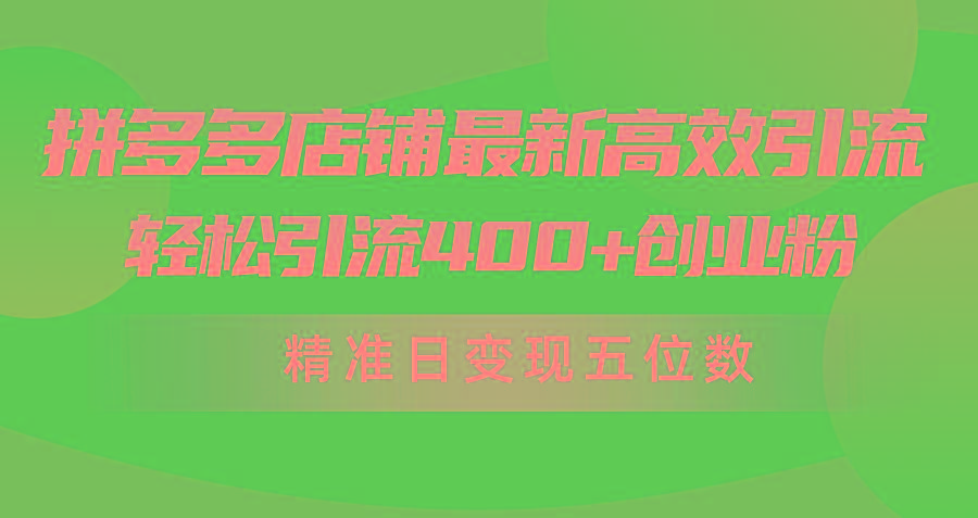 (10041期)拼多多店铺最新高效引流术，轻松引流400+创业粉，精准日变现五位数！-心语项目网