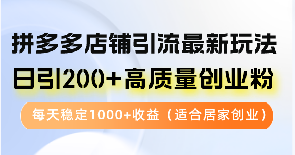 拼多多店铺引流最新玩法，日引200+高质量创业粉，每天稳定1000+收益(...-心语项目网