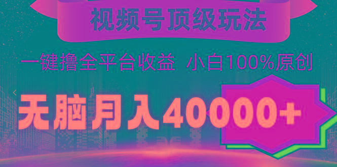 (9281期)视频号顶级玩法，无脑月入40000+，一键撸全平台收益，纯小白也能100%原创-心语项目网