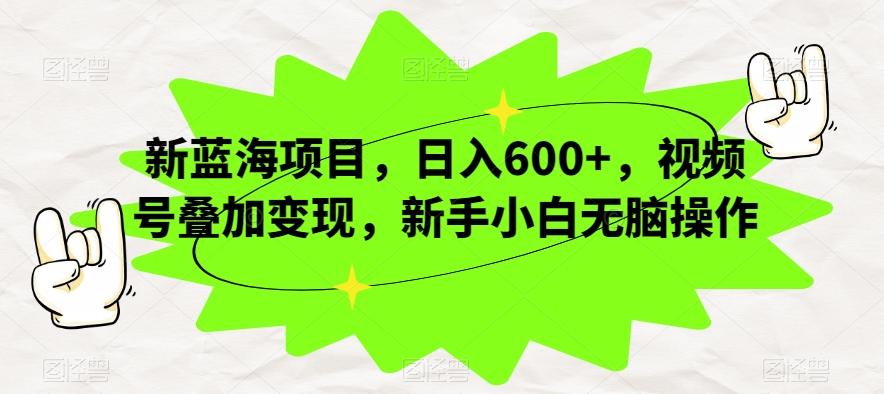 新蓝海项目，日入600+，视频号叠加变现，新手小白无脑操作【揭秘】-心语项目网
