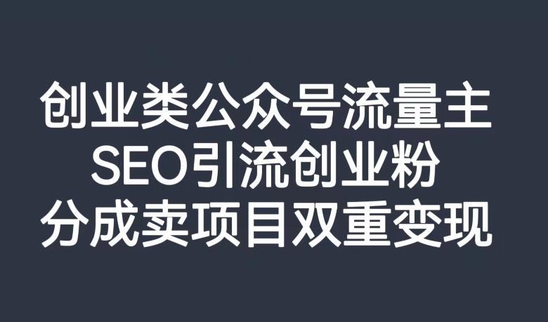 创业类公众号流量主，SEO引流创业粉，分成卖项目双重变现【揭秘】-心语项目网