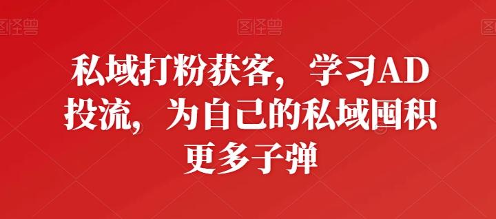 私域打粉获客，学习AD投流，为自己的私域囤积更多子弹-心语项目网