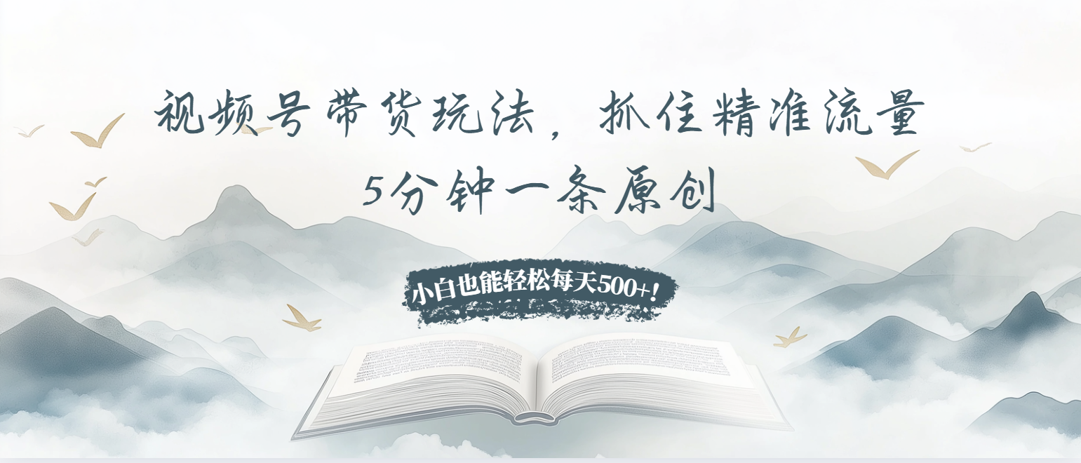 视频号带货玩法，抓住精准流量，5分钟一条原创，小白也能轻松每天500+！-心语项目网