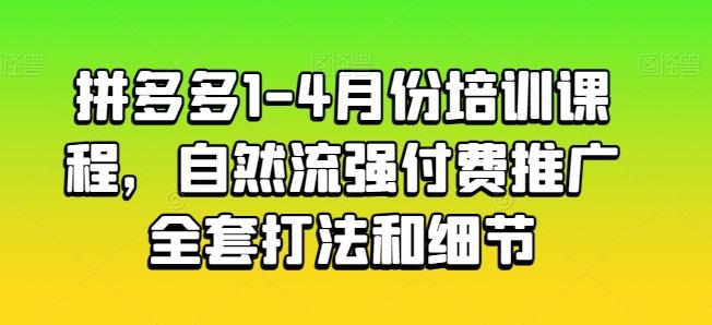 拼多多1-4月份培训课程，自然流强付费推广全套打法和细节-心语项目网