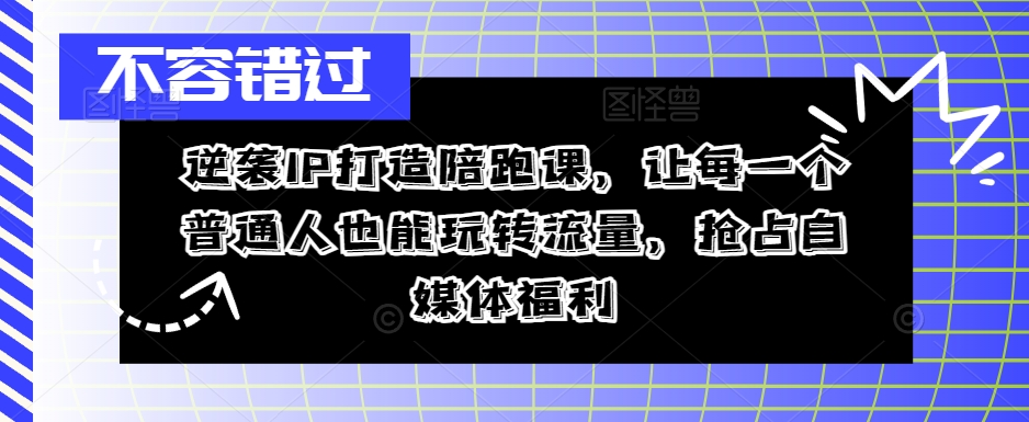 逆袭IP打造陪跑课，让每一个普通人也能玩转流量，抢占自媒体福利-心语项目网