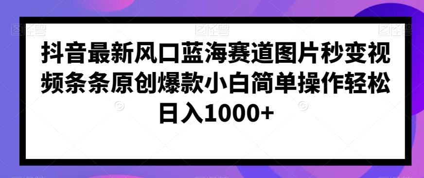 抖音最新风口蓝海赛道图片秒变视频条条原创爆款小白简单操作轻松日入1000+-心语项目网