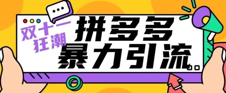 【首发】双十一拼多多暴力引流，日引300+微信-心语项目网