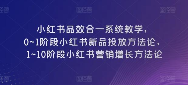 小红书品效合一系统教学，​0~1阶段小红书新品投放方法论，​1~10阶段小红书营销增长方法论-心语项目网