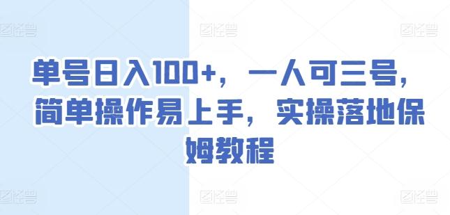 单号日入100+，一人可三号，简单操作易上手，实操落地保姆教程【揭秘】-心语项目网