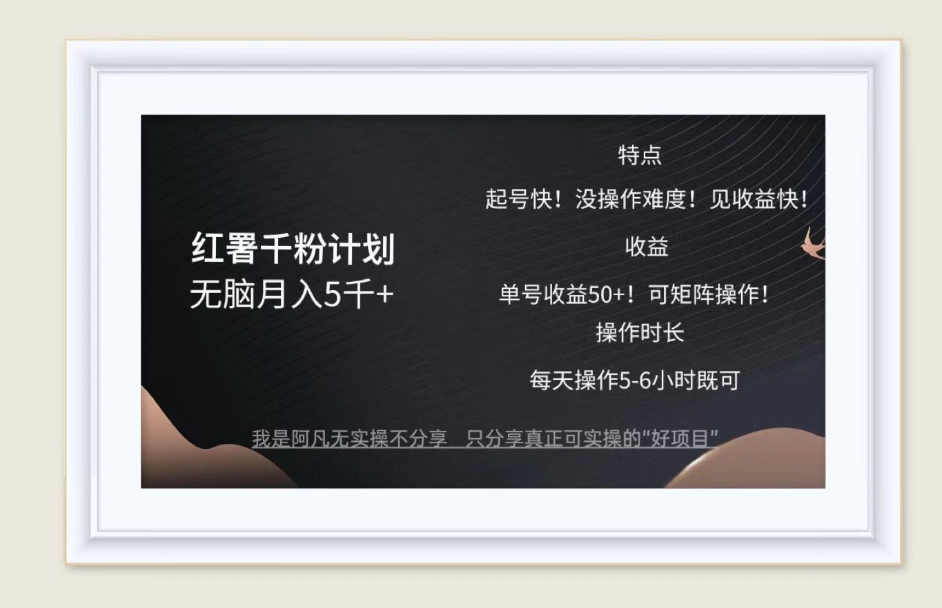 红薯千粉计划无脑月入5千+！既做既赚！-心语项目网