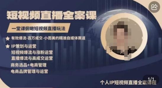 高品质IP短视频直播全案课程，一堂课俯瞰短视频直播玩法-心语项目网