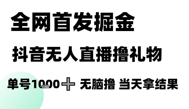 全网首发掘金抖音无人直播撸礼物，单号1k +无脑撸，当天拿结果【揭秘】-心语项目网